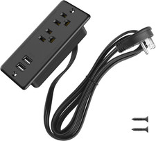 Recessed Power Strip with USB, ETL Listed Desk Outlet, 6Ft Cord, Black