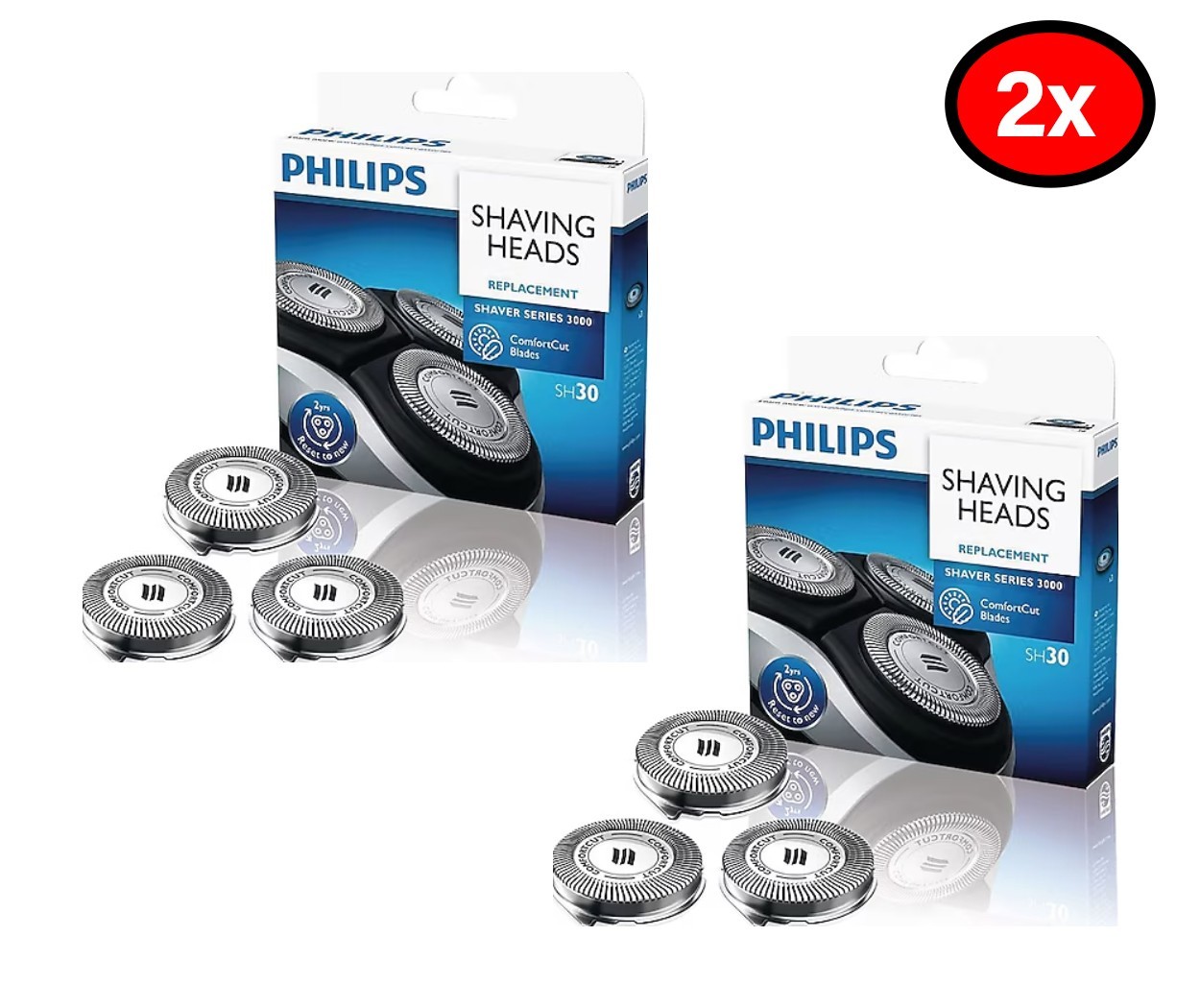 Philips Norelco SH30 Replacement Heads Series 3000 2000 1000 Blades x 2 Pairs