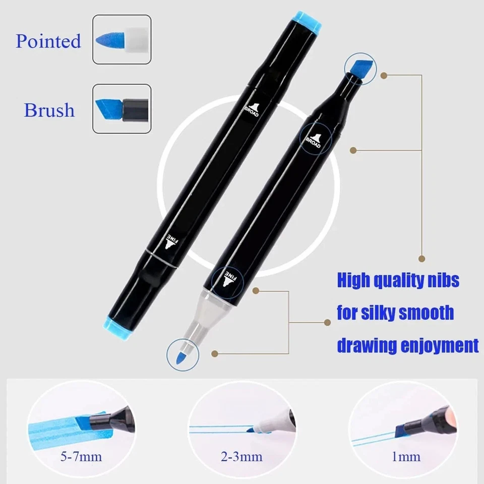 Marcadores artísticos de 168 colores bolígrafos, marcadores de alcohol de doble punta marcadores de bocetos permanentes Foto 3 de 4