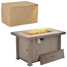 42" Gas Propane Fire Pit Table Patio 30,000BTU Electric Ignition Firepit w/Cover