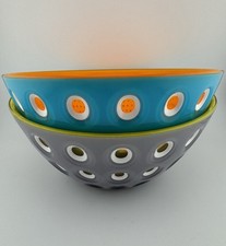 Juego de 2 cuencos Guzzini Italia vintage Le Murrine azul melamina/gris naranja/amarillo