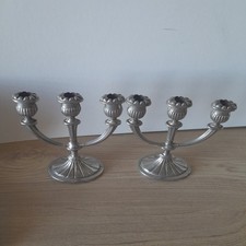 Vintage Small Silver 3 Candles Dinner Candle Holders Candlesticks 12mm Dia