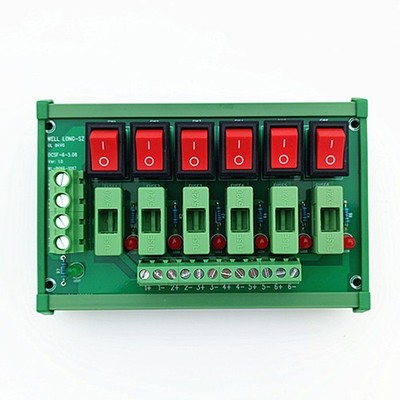 DIN Rail Mount 6 Position Fuse Switch AC/DC Power Distribution Strip Module