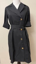 Ann Taylor Black Gold Buttons Tie Dress 6P