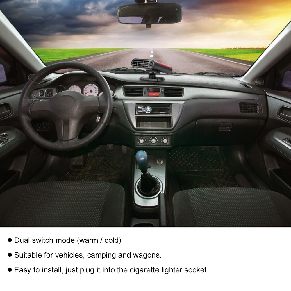 Portable Car Heater Hot Cooling Fan Windshield Demister For Vehicles Camping Red