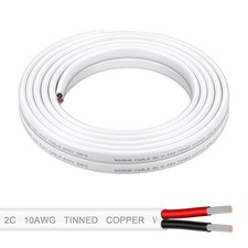 10 Gauge Duplex Marine Grade Wire - 20FT 10 AWG Tinned Copper 20FT, 10