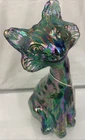 Fenton Forest Emerald Green Iridescent Glass Cat Sculpture 11” x 5”  NWT