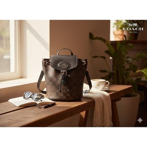 Coach Amelia Brown Black Signature Canvas Leather Convertible Backpack CL458 EX NWT Coach CL458 Amelia Backpack Signature Canvas & Leather  main image 4