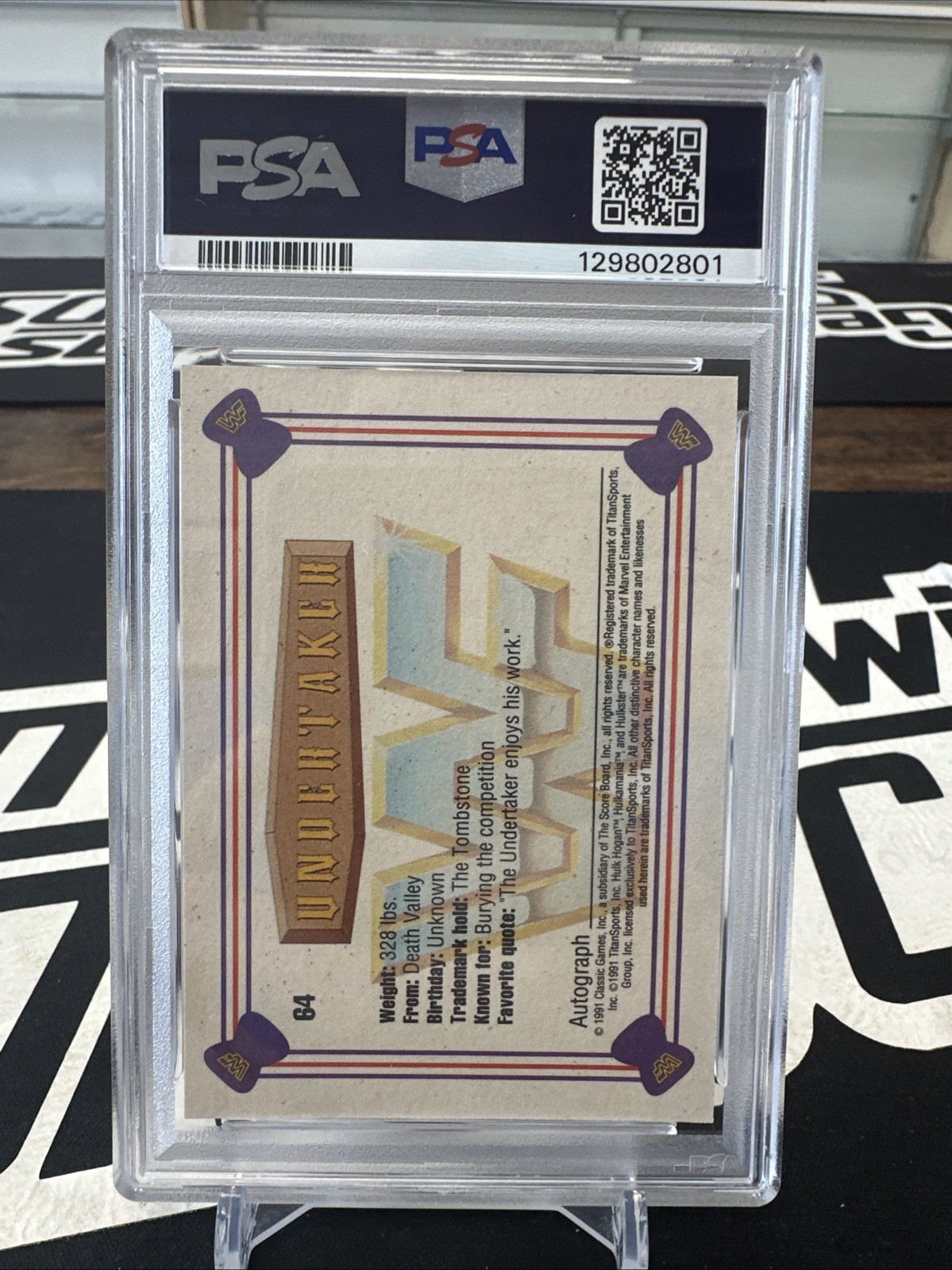 1991 Classic WWF Undertaker Rookie #64 PSA 8 WWE Hall Of Fame view 2