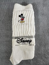 Disney Store Mickey Mouse Womens Socks 9-11 Cream Cable Knit Embroidered USA NWT