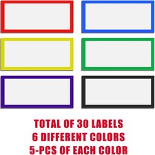 30 Pack Magnetic Dry Erase Labels Colorful Reusable Name Tag Stickers 1.5x4"