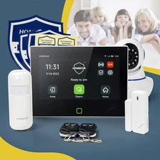 HOMSECUR Wireless WIFI 4G GSM LCD Home House 7" Alarm System+Wireless IP Camera