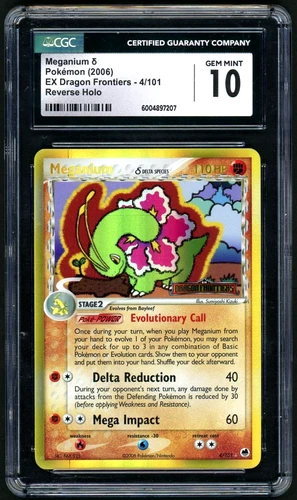 Pokémon Meganium δ 2006 EX Dragon Frontiers 4/101 Reverse Holo CGC 10 *Stamped*