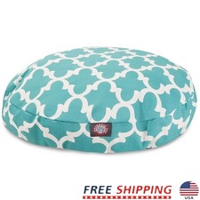 Round Dog Bed Water Resistant Plush Fiber Zippered Cover Indoor Outdoor New