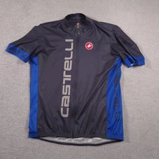 Castelli Cycling Jersey Mens XXXL Short Sleeve Full Zip Black Blue 3 Pockets