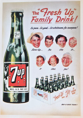 7 Up  Fresh Up Family  Drink Reproduction Postcard Vintage Style Next Day Ship