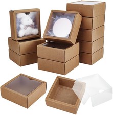 20 Pack Square Paper Gift Boxes with PVC Window 11x11x4.5cm for Wedding