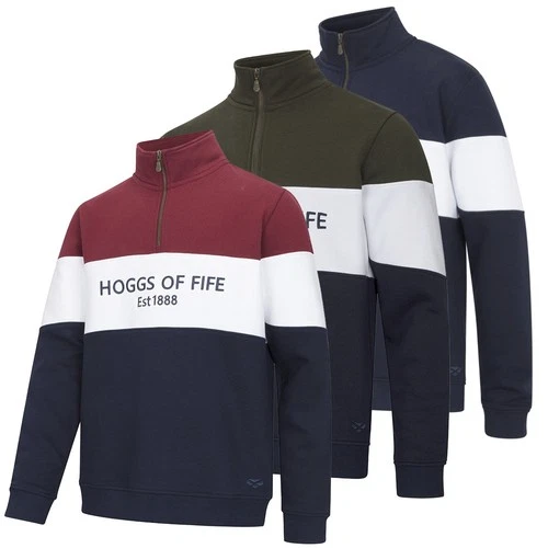 Mens Hoggs Of Fife Dumfries 1888 Pull Over Quarter Zip SweatShirt Sizes M to 3XL