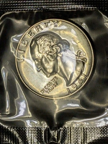 1961 US Mint 90% Silver Proof Quarter in Original Sealed Cello