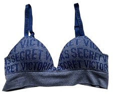 Victoria  s Secret Logo Print Bralette Bra Women  s XS Blue Wireless