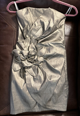 d Jessica McClintock Strapless Dress #54719 Sz 4 Ruched In Shiny