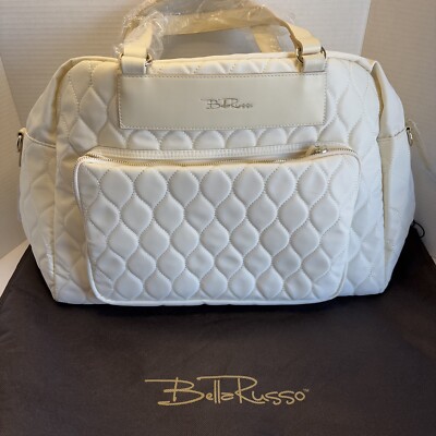 Bella Russo Duffle Bag Cream 17.7  X 13  Large Weekend  New With Tag  Dust Cover