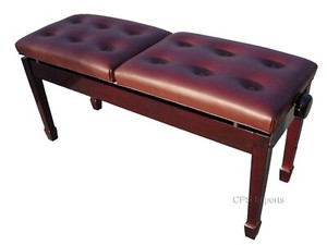 DUET DOUBLE ADJUSTABLE PIANO BENCH/STOOL/CHAIR- MAHOGANY OPENED ITEM