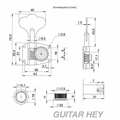 NEW Hipshot BT1 Bass Xtender Key Extender Detuner 20100N G&L