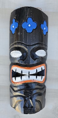 TIKI MASK WOOD 12'' HAWAIIAN AFRICAN HOME DECOR TRIBAL BAR TROPICAL POLYNESIAN 