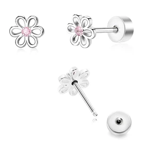 Toddler Earrings for Girls Push-In Titanium Hypoallergenic Threadless Flat Back - Picture 1 of 12