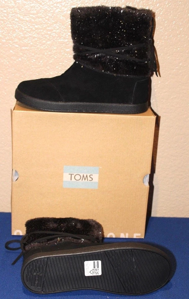 AUTÉNTICOS Botines Toms Nepal Negro Gamuza y Piel Sintética Metálica JUVENTUD 5.5 NUEVOS EN CAJA Foto 2 de 3
