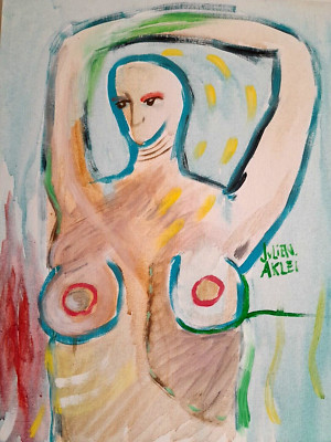 Nude Female Original Painting Contemporary Acrylic On Canvasboard 16x20