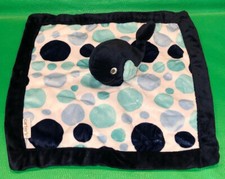 Carter's Whale BABY Lovey Blue Polka Dots Plush Velour Security Blanket 13  