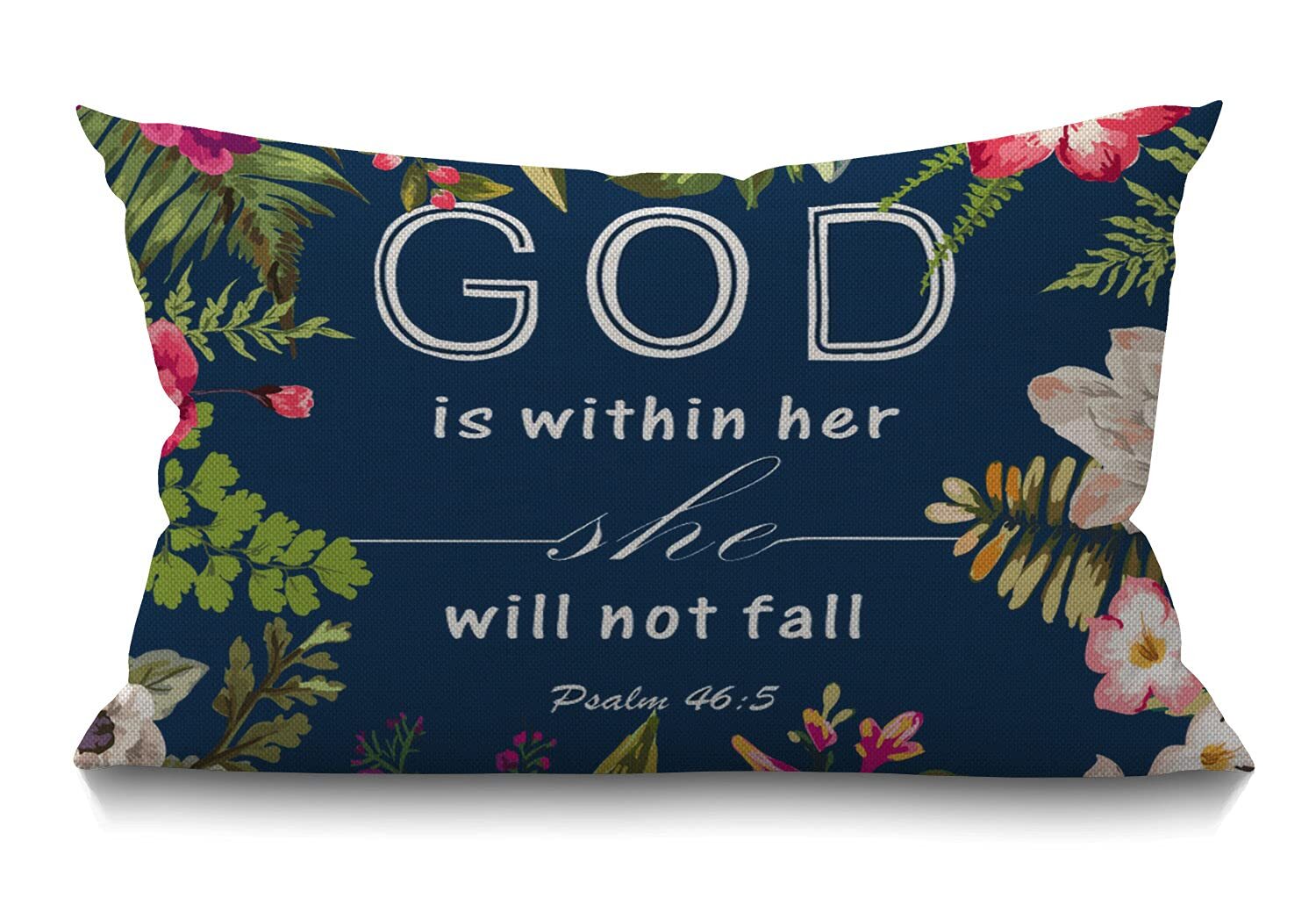 Flowers Pillow Covers Christian Quotes Farmhouse Oblong Rectangle Throw Pillo...