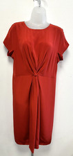 NEW! LK Bennett UK16 Eu44 red silk crepe Milas short sleeve lined shift dress