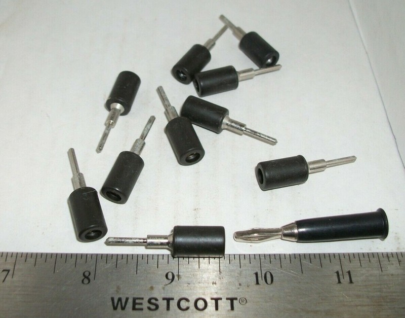 LOT OF VINTAGE INSULATED PIN/NEEDLE TO BANANA ADAPTER PLUGS  A