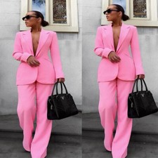 Pink Women Suits Fashion Ladies Work Office Tuxedos For Wedding 2 Piece Outfit