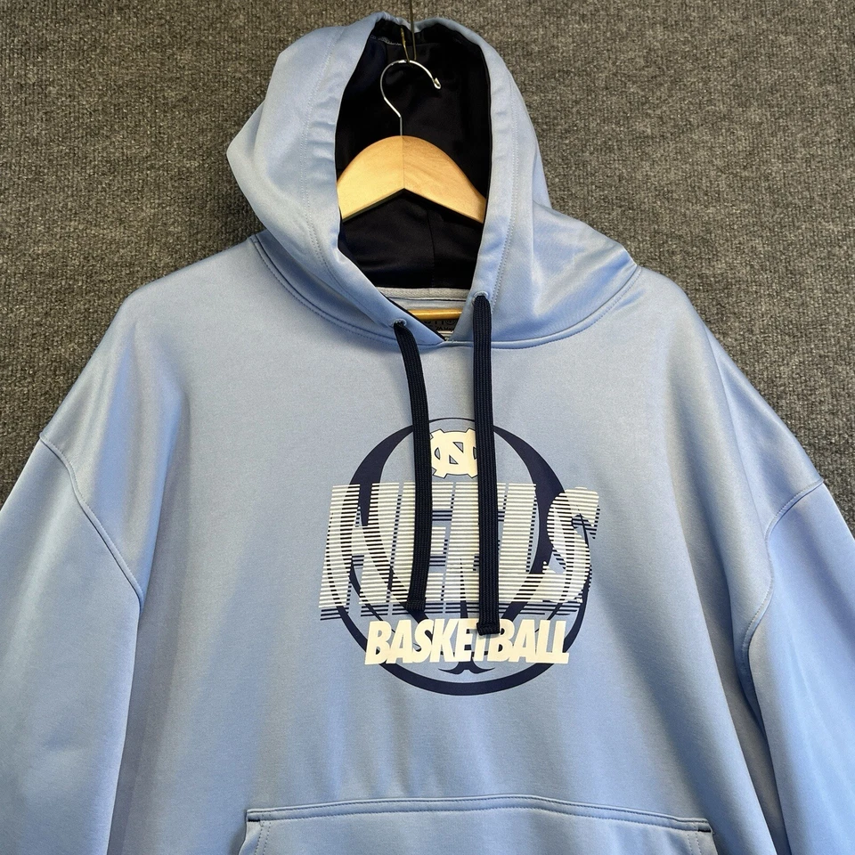 Sudadera con capucha de baloncesto North Carolina Tar Heels para hombre 2XL azul manga larga pulóver Foto 2 de 4