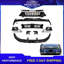 Front Bumper Grille Kit W/O Sensor Holes W/ Fog Light For 2023 2024 Kia Sportage