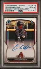 2023 Bowman Chrome Prospect Autographs Christian Cerda Refractor #CPACCE PSA 10