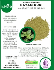 [idHerb] 50-500 gram Powder Spiny Amaranth Amaranthus Spinosus Organic Natural