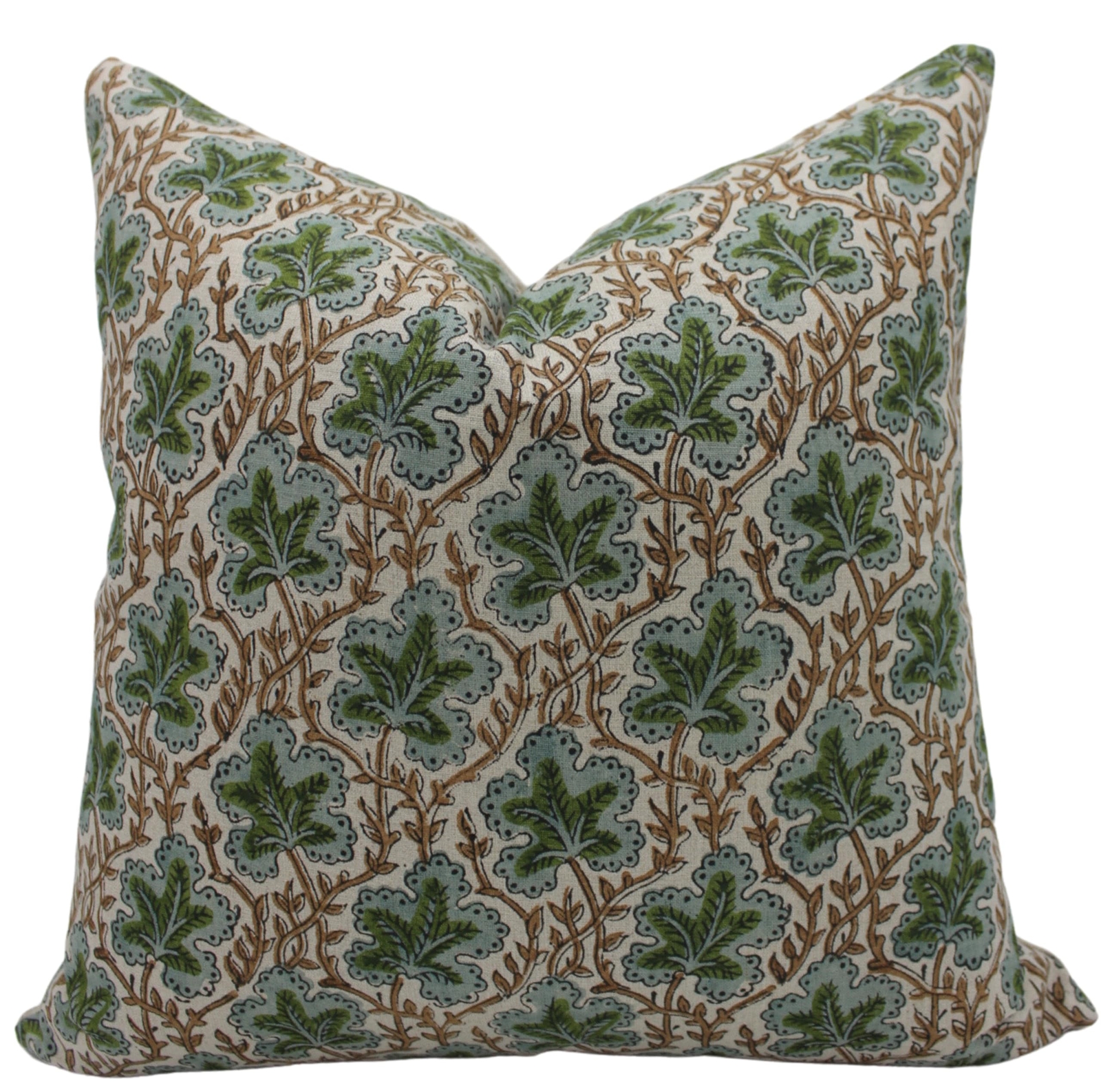 Handmade Decorative Block Print 22X22 Pure Linen Throw Pillowcase Cushion Cov...