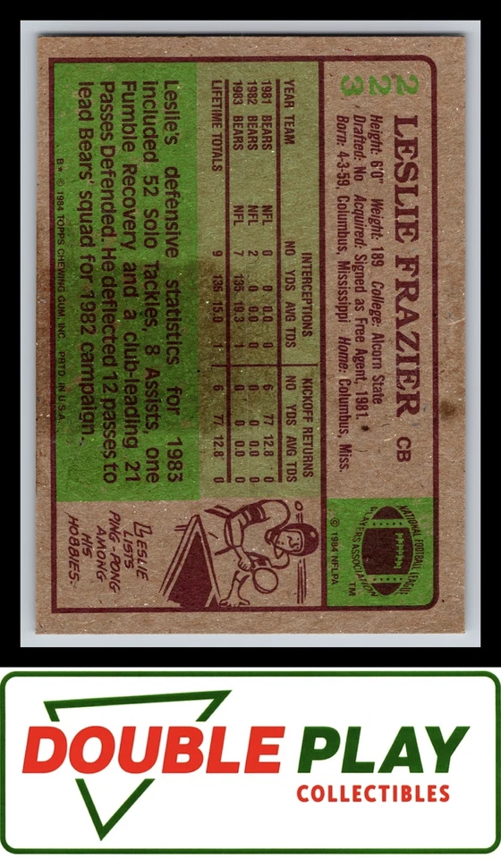 1984 Topps #223 Leslie Frazier GD or Better - Image 2 of 2