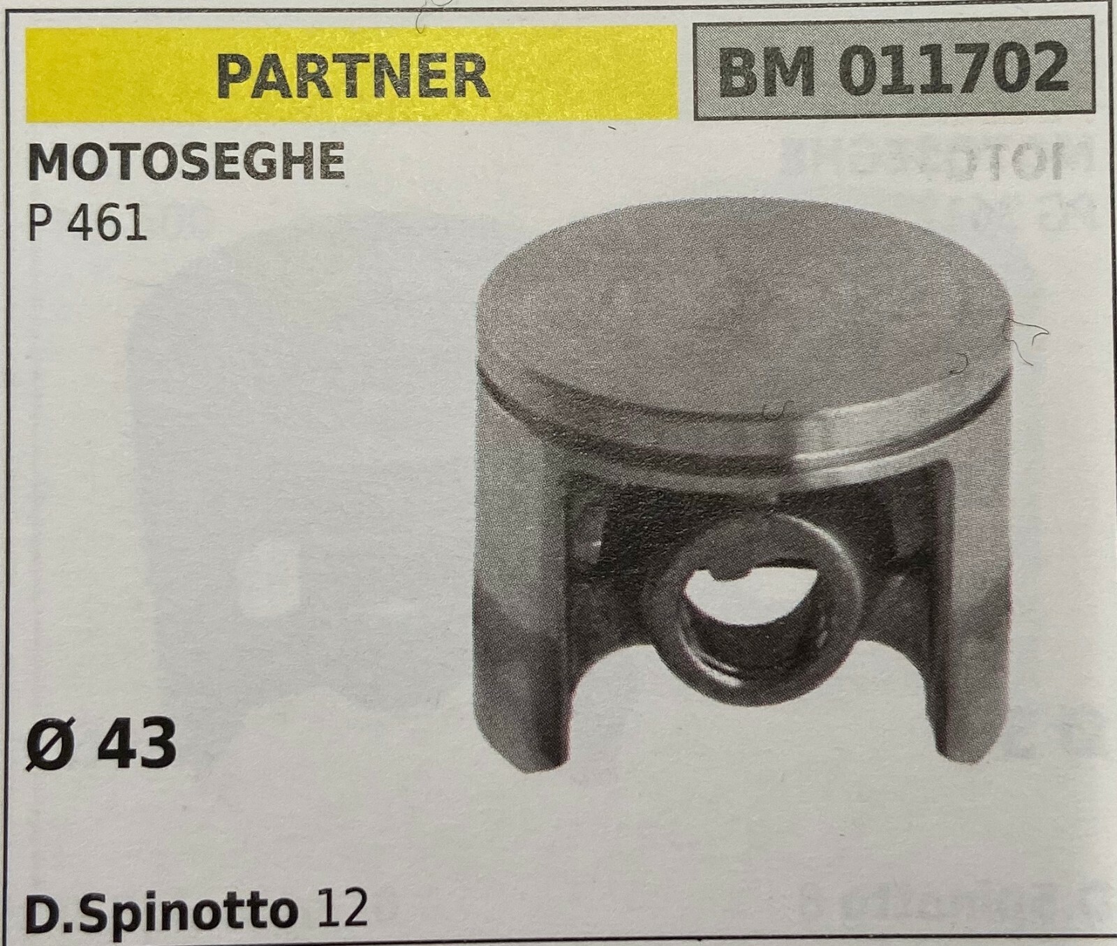 Pistone Partner BM011702 per McCulloch D.43 | Rigenera la tua P461