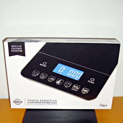 【NEW】OZERI TOUCH III 22 LBS (10 KG) DIGITAL KITCHEN SCALE WITH CALORIE COUNTER