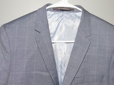 NWT New H M Mens 36 Reg Blue Plaid Blazer Sport Coat Skinny Fit