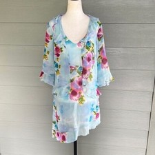 SILK Johnny Was 2 Piece Night Dress with Matching Silk  Jacket  