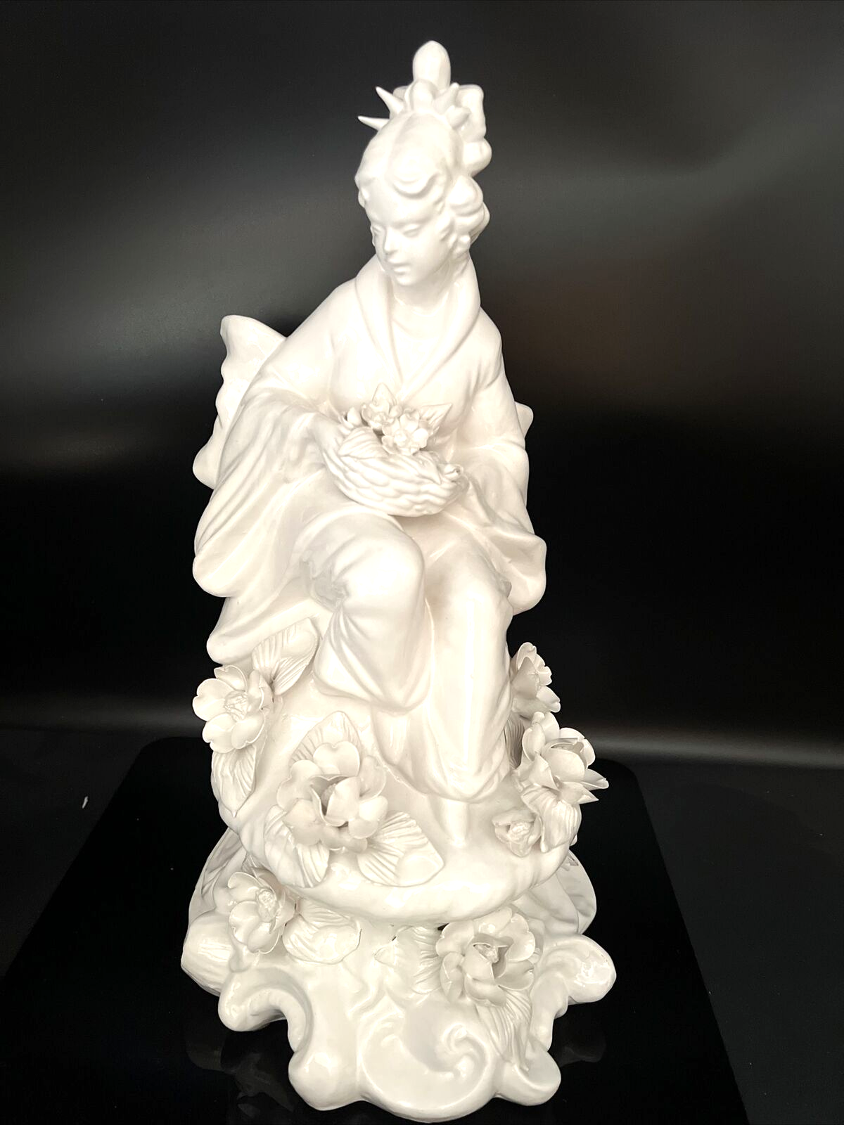 VintageAsian  Flower  Goddess Figurine Made in Italy 14.25