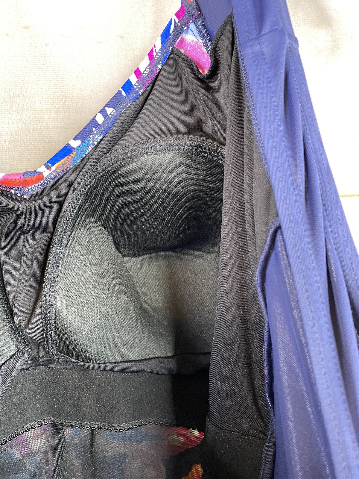 Gabar Swimsuit Womens Sz 16W Colorful Multicolor Paisley Print Ruched One Piece