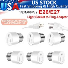 1-8Pcs E26/E27 Light Socket to Plug Adapter 2...
